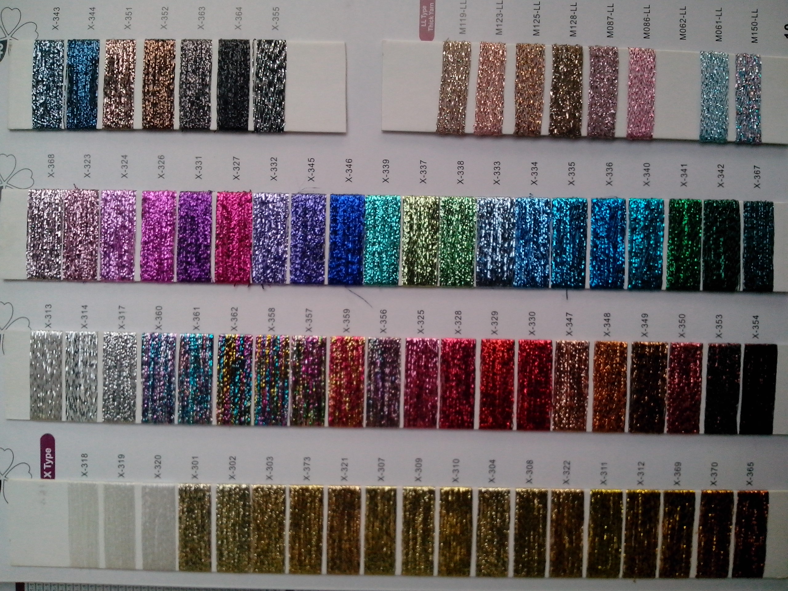 Yarn color card