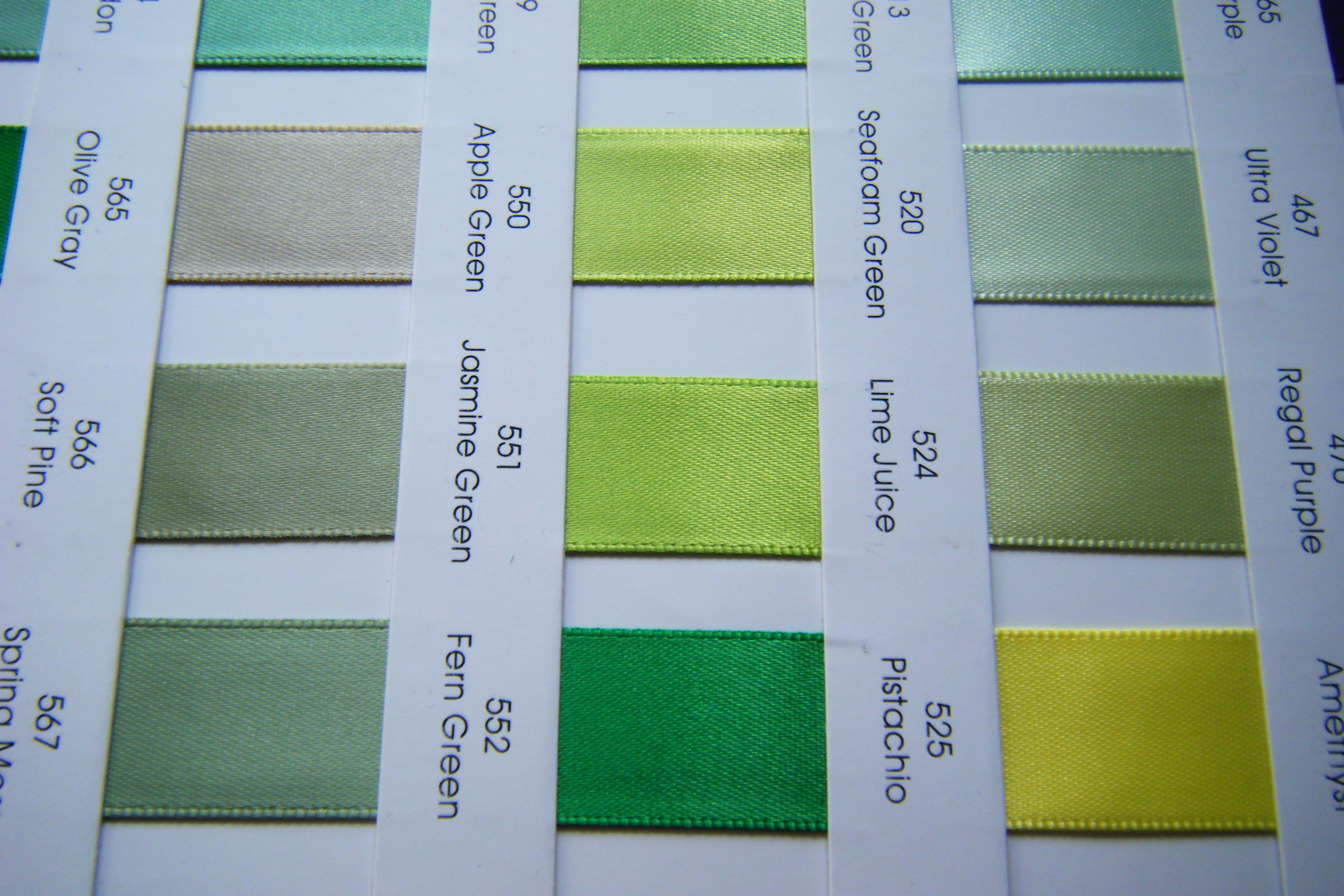 Ribbon color card